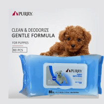 Purry Puppy Bath Wipes With Baby Powder Scent- 8 X 7 -80 Pcs x 5 pack