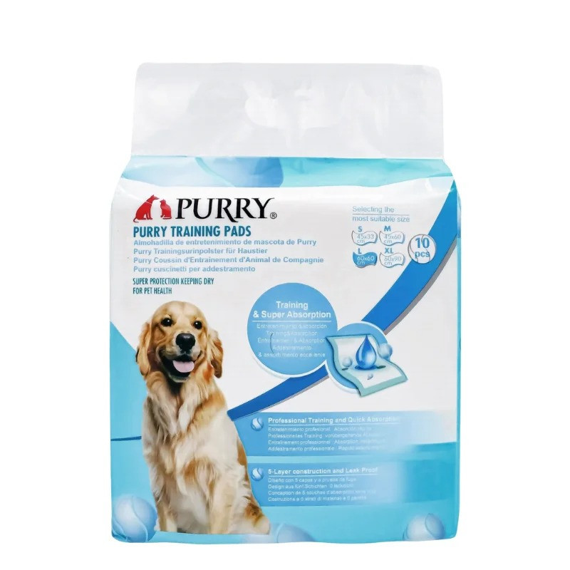 Purry Pet Training Pads Quick Absorbent , Leak Proof And 5 Layer With Floor Sticker 60*60Cm 10Pcs