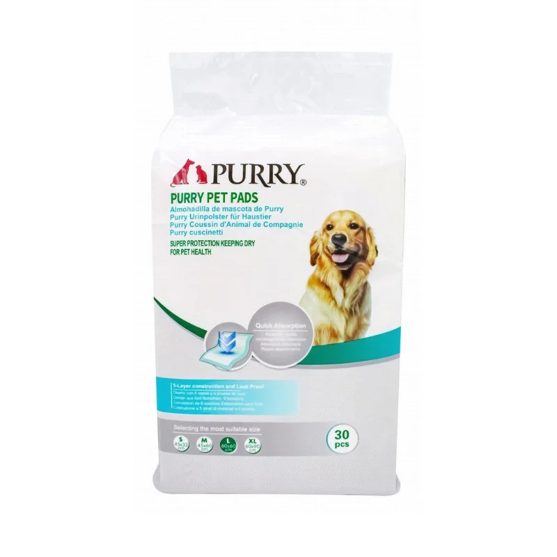 Purry Pet Training Pads Quick Absorbent , Leak Proof And 5 Layer With Floor Sticker 60*60Cm 30Pcs