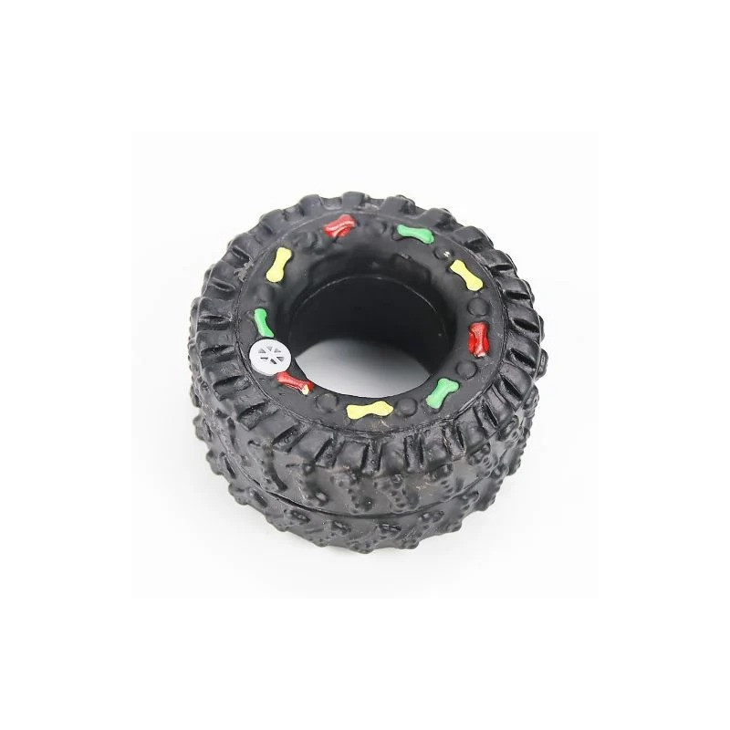 For Pet Chew Rubber Tyre With Sound, Size: 8*8*5Cm -Black