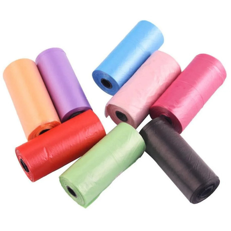Waste Bags, 8 Pcs / Pack- 15 Bags/Roll, Mix Color