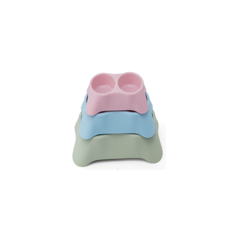Pets Club Double Dining Bowl - 90 Ml - 28*16*5 Cm-Green - Petsclub