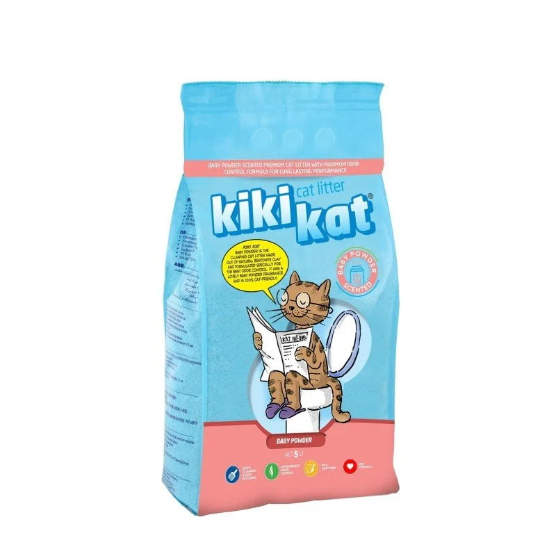 Kiki Kat White Bentonite Clumping Cat Litter -Baby Powder -5 L 