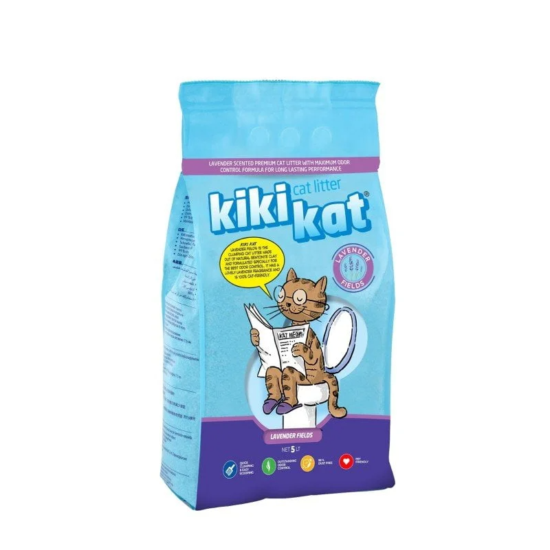 Kiki Kat White Bentonite Clumping Cat Litter  Lavender  5L (4.35 Kg) 