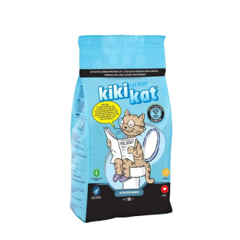 Kiki Kat White Bentonite Clumping Cat Litter Activated Carbon 10L (8.7 Kg)