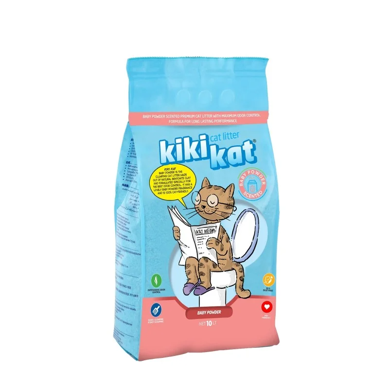 Kiki Kat White Bentonite Clumping Cat Litter  Baby Powder-20 L 