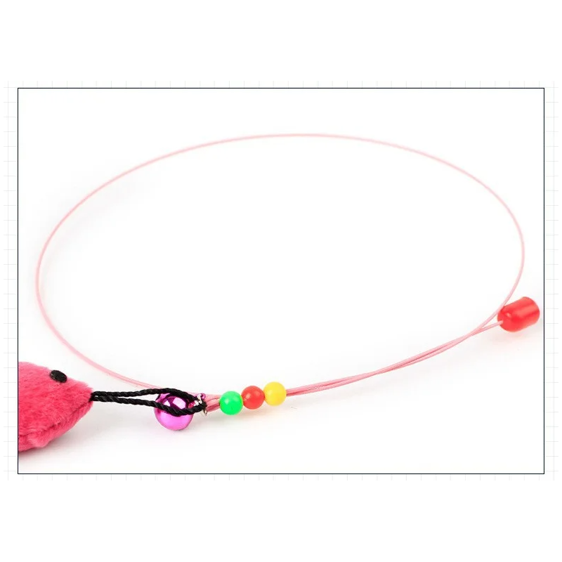 Its Meow Steel Wire Feather Fish Cat Wand With Mouse Bell - 110Cm