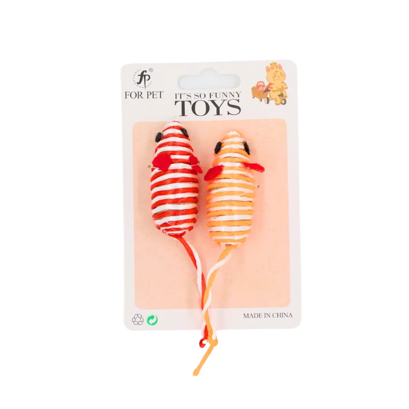 For Pet Stripey Mice Cat Toys Random Colours -10 Cm (Pack Of 2) Mixed Colours