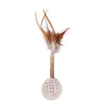 Its Meow Cat Toy Linen Ball With Mini Stich Feathers