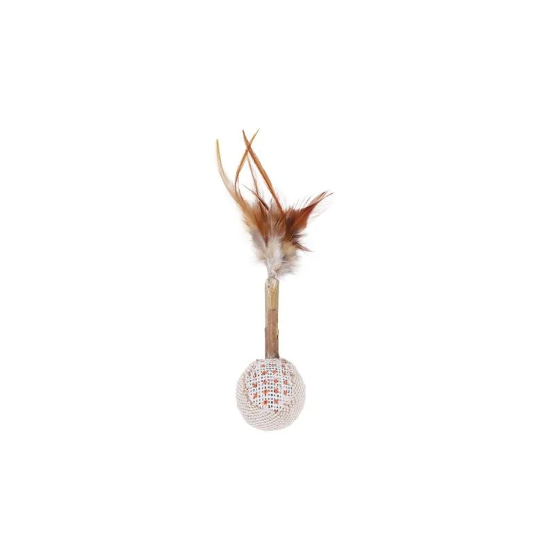 Its Meow Cat Toy Linen Ball With Mini Stich Feathers
