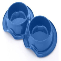 Pets Club Plastic Double Bowl Anti-Ant Without Bowl, 98 Ml, Size 38*21*5.5 Cm-Blue - Petsclub
