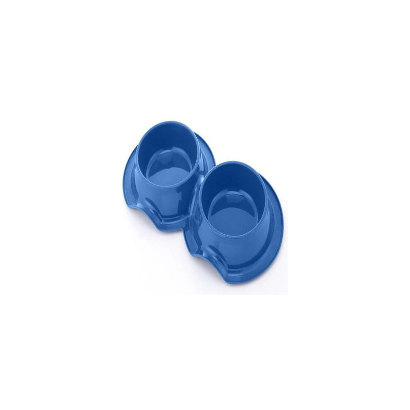 Pets Club Plastic Double Bowl Anti-Ant Without Bowl, 98 Ml, Size 38*21*5.5 Cm-Blue - Petsclub