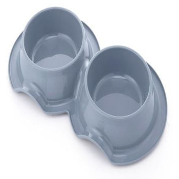 Pets Club Plastic Double Bowl Anti-Ant Without Bowl, 98 Ml, Size 38*21*5.5 Cm -Grey - Petsclub