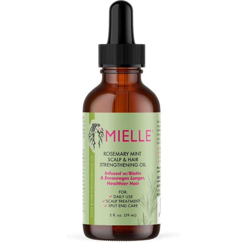 Mielle Rosemary Mint Scalp & Hair Strengthening Oil With Biotin and Essential Oils Nourishing Treatment for Split Ends and Dry Scalp for All Hair Types 59ml