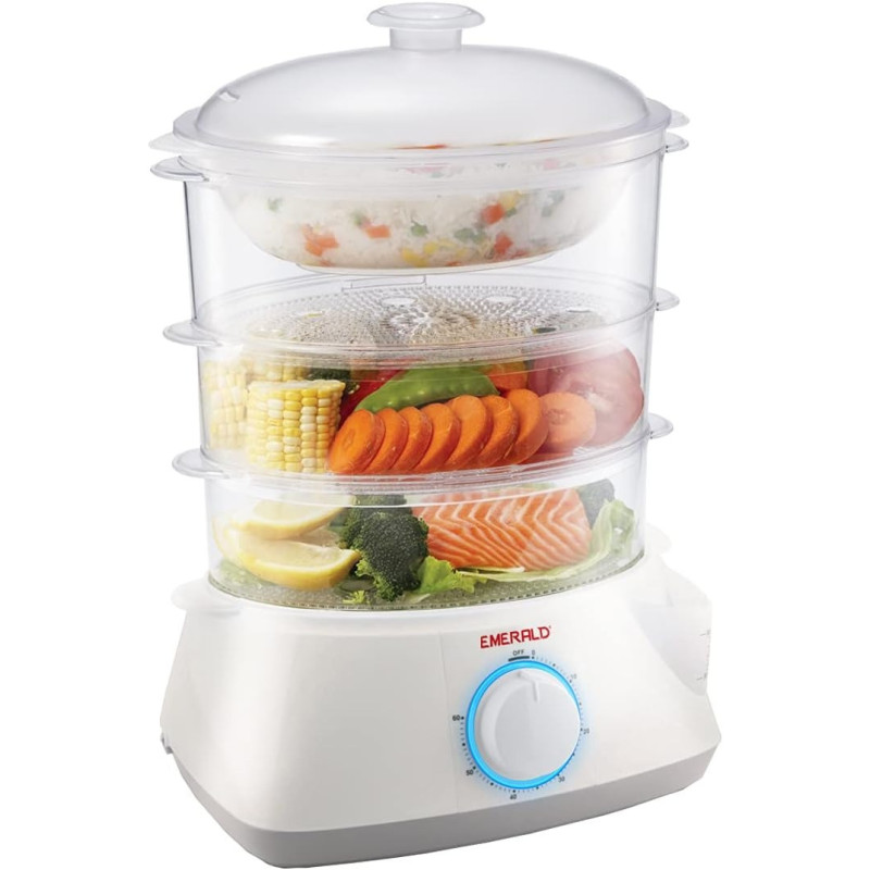 Emerald 900Watts 10 Litres Capacity, 3 Tiers/Levels Food Steamer Ea7403Fs.