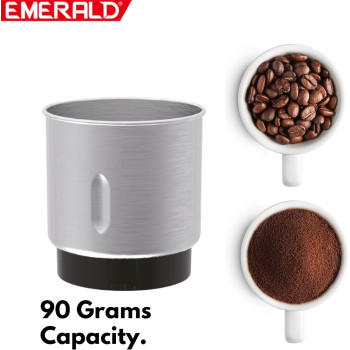Emerald Coffee & Spices Grinder With Stainless Steel Body & Detachable Cup, 90 Grams Capacity, 150Watts, Ek792Cg.