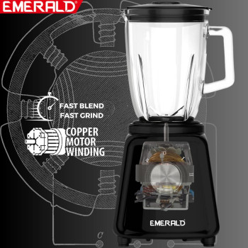 Emerald Masterblender Duo 1.5 Litre Glass Blender & 250 Gms Dry Grinder, 800 Watts, Ek732Mbg.