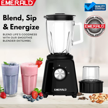 Emerald Masterblender Duo 1.5 Litre Glass Blender & 250 Gms Dry Grinder, 800 Watts, Ek732Mbg.