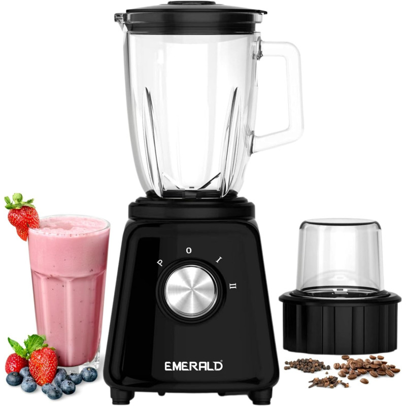 Emerald Masterblender Duo 1.5 Litre Glass Blender & 250 Gms Dry Grinder, 800 Watts, Ek732Mbg.