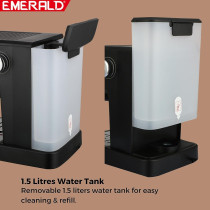 Emerald - Brush Stainless Steel Automatic Coffee Machine, Espresso And Cappuccino Maker. 20 Bar, 1.5 Litre Water Tank, Frothing Function, Removable Drip Tray.