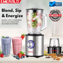 Emerald Masterblender Duo 1.5 Litre Glass Blender & 250 Gms Dry Grinder, 800 Watts, Ek730Mbg.