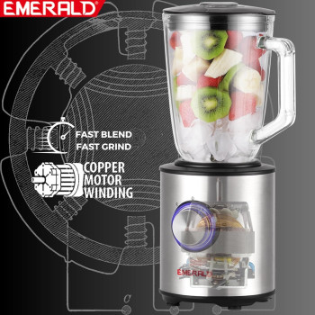 Emerald Masterblender Duo 1.5 Litre Glass Blender & 250 Gms Dry Grinder, 800 Watts, Ek730Mbg.