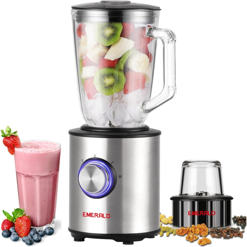 Emerald Masterblender Duo 1.5 Litre Glass Blender & 250 Gms Dry Grinder, 800 Watts, Ek730Mbg.