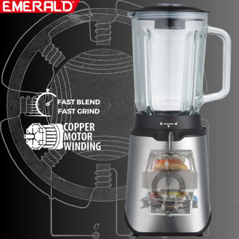 Emerald Masterblender Duo 1.5 Litre Glass Blender & 250 Gms Stainless Steel Dry Grinder, 800 Watts, Ek739Mbg.