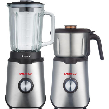 Emerald Masterblender Duo 1.5 Litre Glass Blender & 250 Gms Stainless Steel Dry Grinder, 800 Watts, Ek739Mbg.