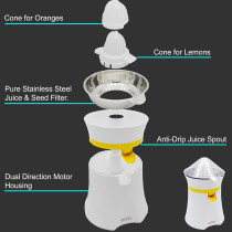 Emerald Vitamin Citrus Juicer. Bpa Free, 2 Cones, Dual Direction.