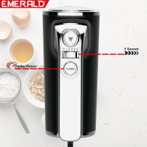 Emerald Hand Mixer 400Watts, 5 Speed, Pulse Button, Beater & Dough Hooks Included - Ek791Mg.