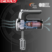 Emerald Hand Mixer 400Watts, 5 Speed, Pulse Button, Beater & Dough Hooks Included - Ek791Mg.