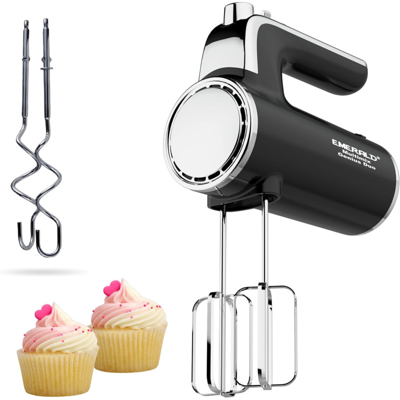 Emerald Hand Mixer 400Watts, 5 Speed, Pulse Button, Beater & Dough Hooks Included - Ek791Mg.