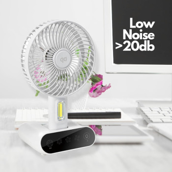 Emerald - Dp Desk Fan, Rechargeable Battery Operated Fan With Led Light, 3 Speed Modes, 90Degree Adjustable Usb Portable Table Fan For Camping Home, Office,...