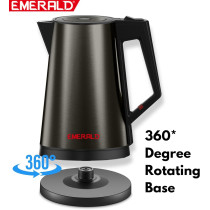 Emerald Cordless Electric Kettle, 2200W Power, 1.7L, With Auto Shut, 360-Degree Cord Design, Perfect For Warm Beverages, Ek780Kg (Black)