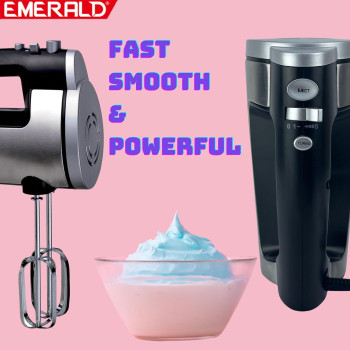 Emerald Hand Mixer 300Watts, 6 Speed, Pulse Button, Beater & Dough Hooks Included.