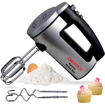 Emerald Hand Mixer 300Watts, 6 Speed, Pulse Button, Beater & Dough Hooks Included.