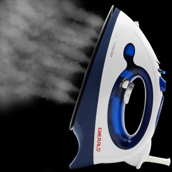 Emerald Steam Iron 2000W, Blue, Self Clean,Vertical Shot Steam, Hq Ceramic Sole Plate, 480Ml Water Tank, 1 Year Dubai Brand Warranty.