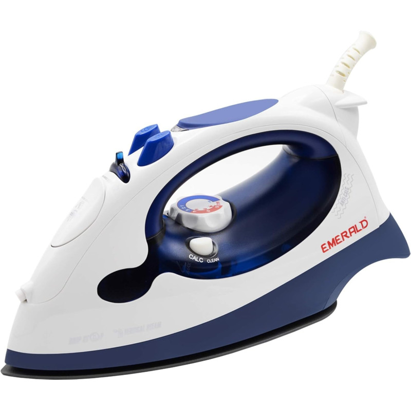 Emerald Steam Iron 2000W, Blue, Self Clean,Vertical Shot Steam, Hq Ceramic Sole Plate, 480Ml Water Tank, 1 Year Dubai Brand Warranty.
