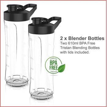 Emerald 350 Watts Smoothie Blender With 2X610Ml Bpa Free Portable Bottles.