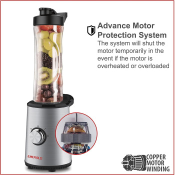 Emerald 350 Watts Smoothie Blender With 2X610Ml Bpa Free Portable Bottles.