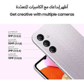 Samsung Galaxy A14 LTE Android Smartphone, Dual SIM, 4GB, 64GB, Silver - UAE Version