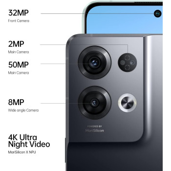 OPPO Reno8 Pro Smartphone 5G, 8GB, 256GB, 4500mAh 80W Supervooc, Glazed Black