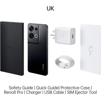 OPPO Reno8 Pro Smartphone 5G, 8GB, 256GB, 4500mAh 80W Supervooc, Glazed Black