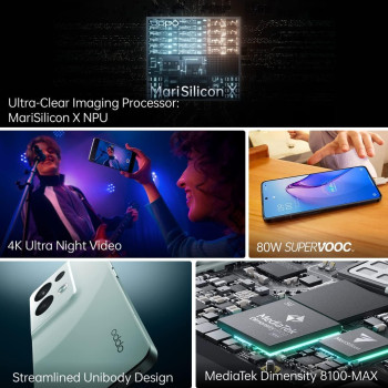 OPPO Reno8 Pro Smartphone 5G, 8GB, 256GB, 4500mAh 80W Supervooc, Glazed Black