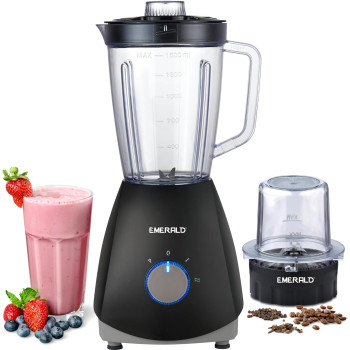 EMERALD Masterblender Duo 1.5 Litre Glass Blender & 250 Grams Dry Grinder, 700 Watts, EK731MBG