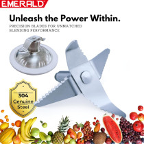  EMERALD Masterblender Duo 1.5 Litre Glass Blender & 250 Grams Dry Grinder, 700 Watts, EK731MBG