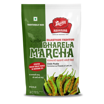 Maharana Vadhvani Marcha Rajasthani Stuffed Green Chilli Pickle Bharela Marcha, 200 g