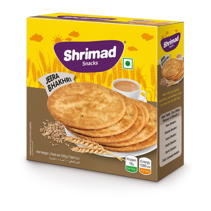 Shrimad Snacks Jeera Bhakhri Roasted Wheat Snacks, 200 g