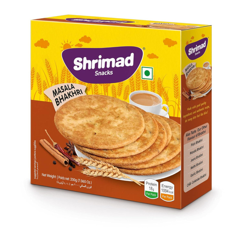 Shrimad Snacks Masala Bhakri Roasted Wheat Snacks, 200 g